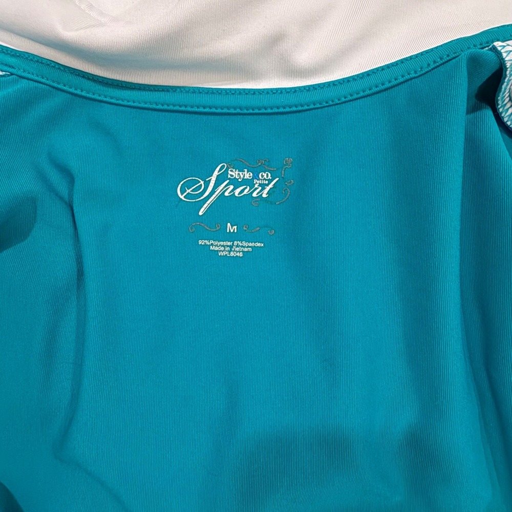 Style & Co. Women's Warm‎ Up Jacket; Aqua/Black/White; Stretch; Petite Medium - Picture 5 of 5